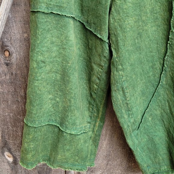 100% Linen harem pants, One Size, green - Picture 10 of 13